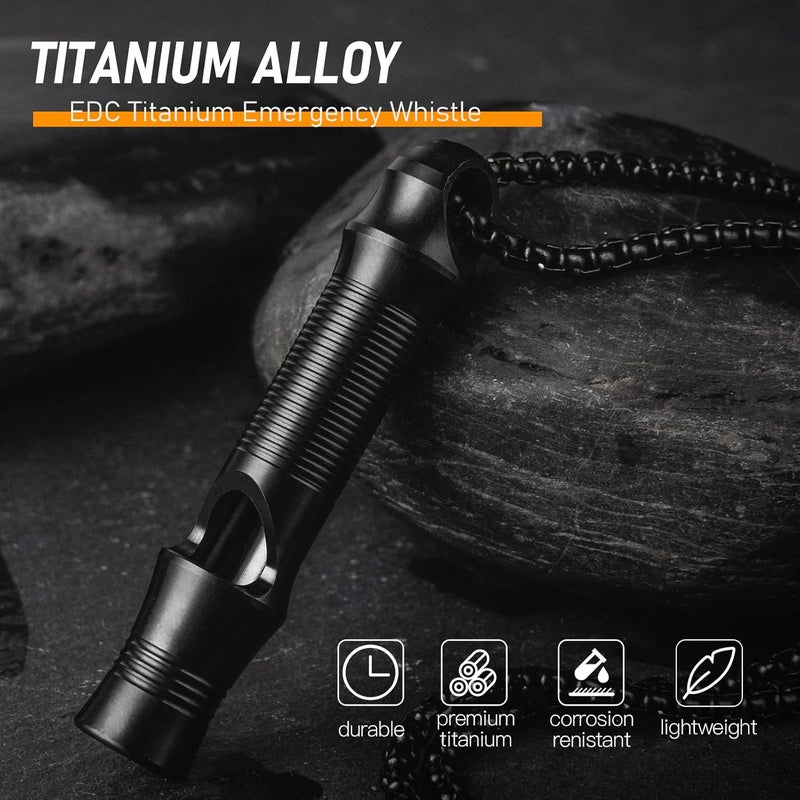 TISUR Titanium Emergency Whistle,EDC Safety Whistles Necklace Loud up to 120db,Survival Whistles for Survival,Hiking,Camping,Pets Training - Image 3